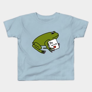 Green Frog says Be Mine on Valentines Day Kids T-Shirt